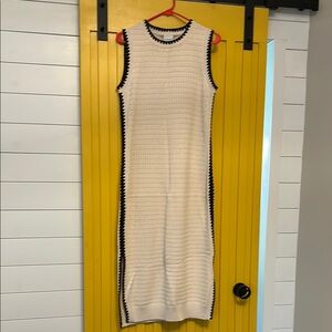 Elegant Cream and Black Sleeveless Dress